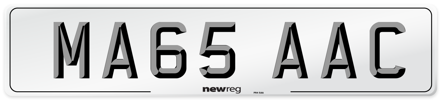 MA65 AAC Number Plate from New Reg